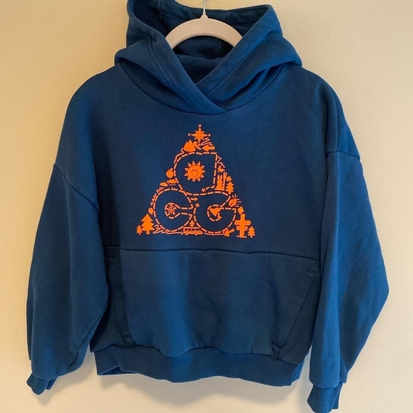 Nike ACG All Conditions Gear Icon Hoodie Sweatshirt Valerian Blue Total Orange M - Picture 1 of 10